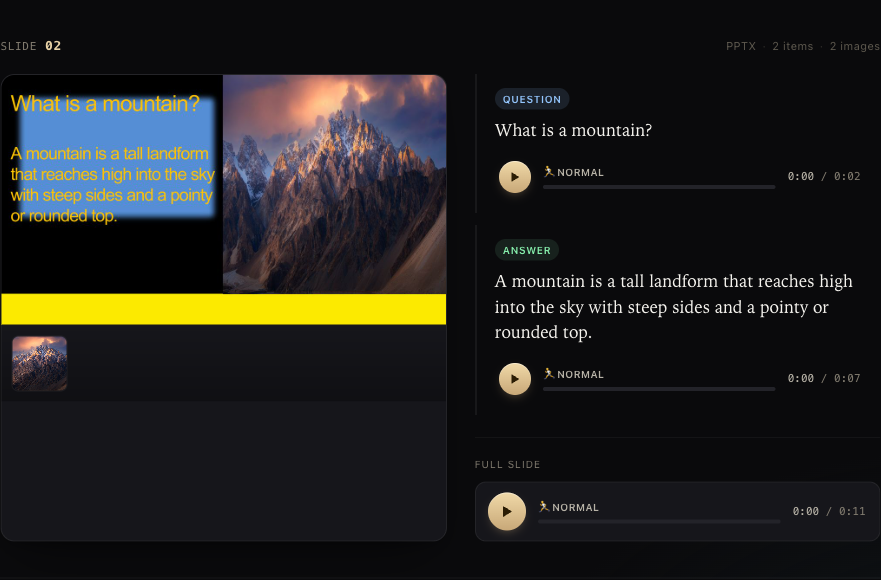 Slide with drills and karaoke highlighting